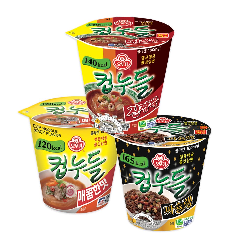 오뚜기 컵누들 3종세트, 매콤한맛 6개 + 짜슐랭 6개 + 진짬뽕 6개, 1세트 핫딜